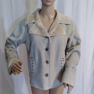 💚 Calispia Mint Green and Cream Faux Suede Jacket